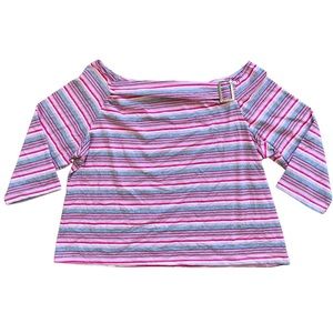 Y2K striped off the shoulder top